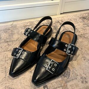 Buckle sling back flats